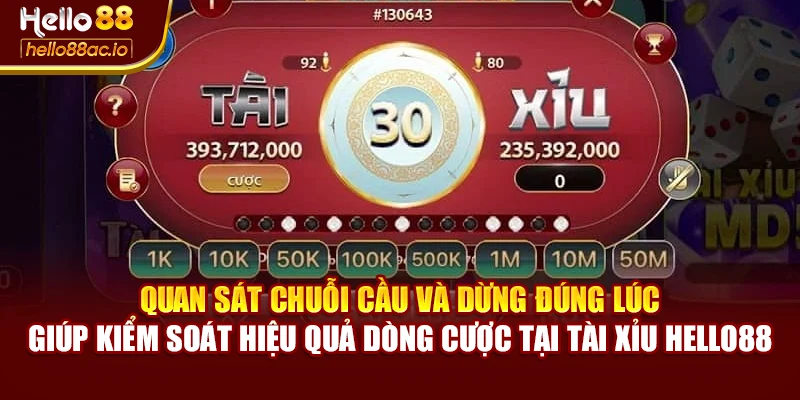Quan sát chuỗi cầu và dừng đúng lúc giúp kiểm soát hiệu quả dòng cược tại Tài xỉu Hello88